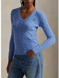 MAGLIONE CON SCOLLO A V IN MAGLIA TRECCIATO, NEW LITCHFIELD BLUE, thumb