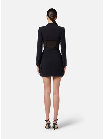 GIACCA BLAZER IN TULLE, 110 NERO, small