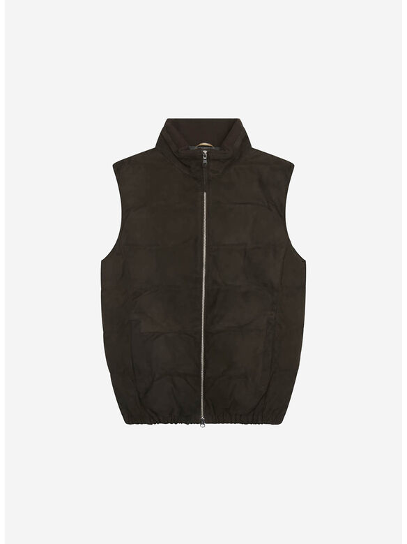 GILET IN CAMOSCIO, 290 CACAO, medium