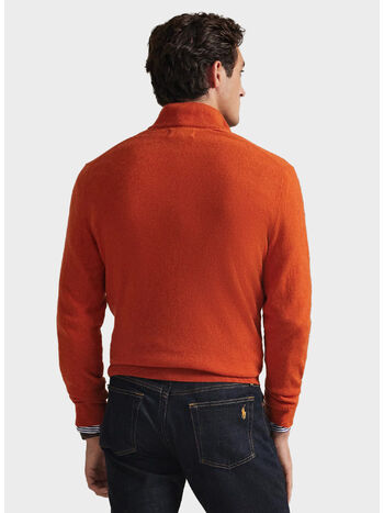 MAGLIONE MEZZA ZIP CON LOGO RICAMATO, DARK JAFFA ORANGE HTR, small