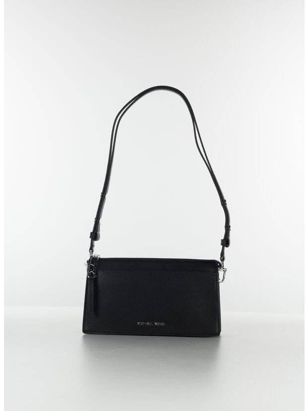 BORSA IN PELLE CON LOGO, 001 BLACK, large