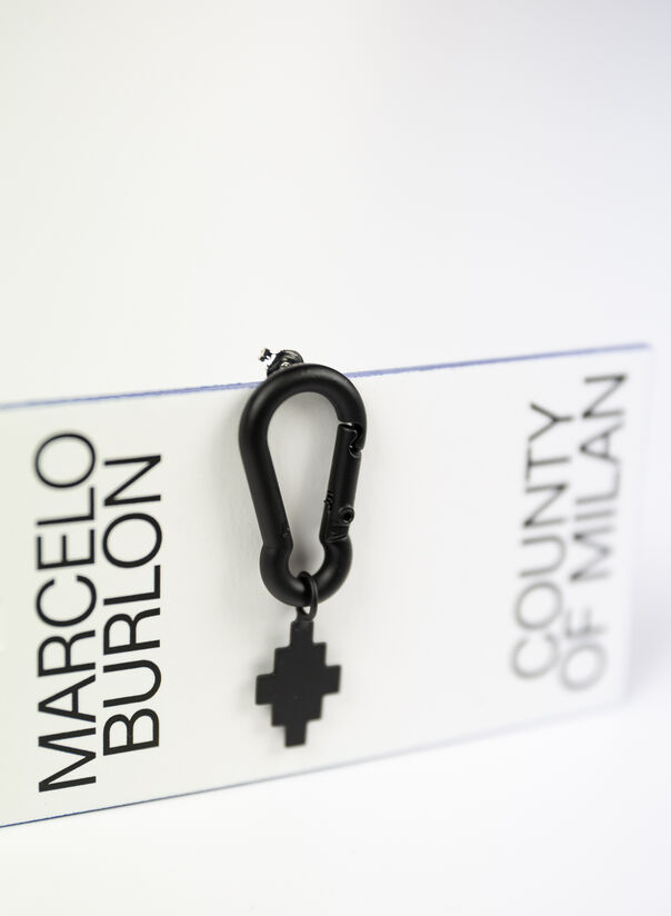 ORECCHINO SINGLE CROSS SNAP-HOOK EARRINGS, BLACK, large
