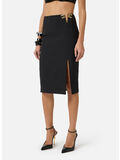 GONNA IN DOPPIO CR&Ecirc;PE STRETCH CON DETTAGLI LOGO, 110 NERO, thumb