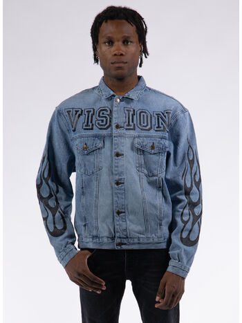 GIACCA DENIM FLAMES, BLUE, small