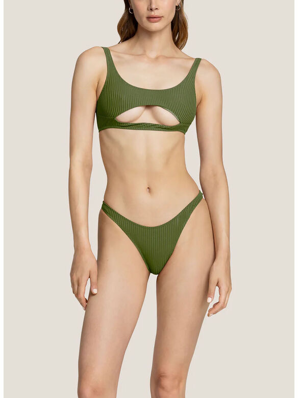 BIKINI A FASCIA CON DETTAGLI CUT-OUT, 082 VERDE MILITARE, medium