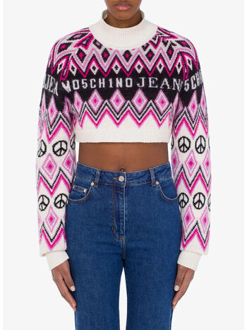 PULLOVER CROP IN CASHMERE E LANA GRAPHIC JACQUARD, A2002, small