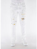 JEANS P001 HEAVY REPAIR WITH PLAID PATCH, WHITE HEAVY WHITE HEAVY, thumb