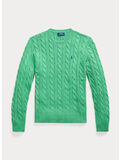 MAGLIONE GIROCOLLO IN MAGLIA TRECCIATO, PALM GREEN HEATHER, thumb