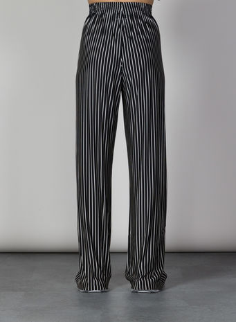 PANTALONE A RIGHE, 001FBLACKWHITESTRIPE, small
