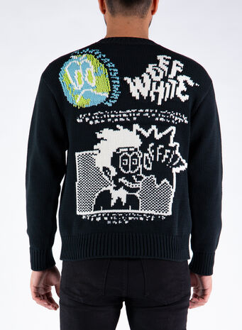 MAGLIONE TAKE CARE CHUNCKY KNIT CREWN, 1001BLACKWHITE, small