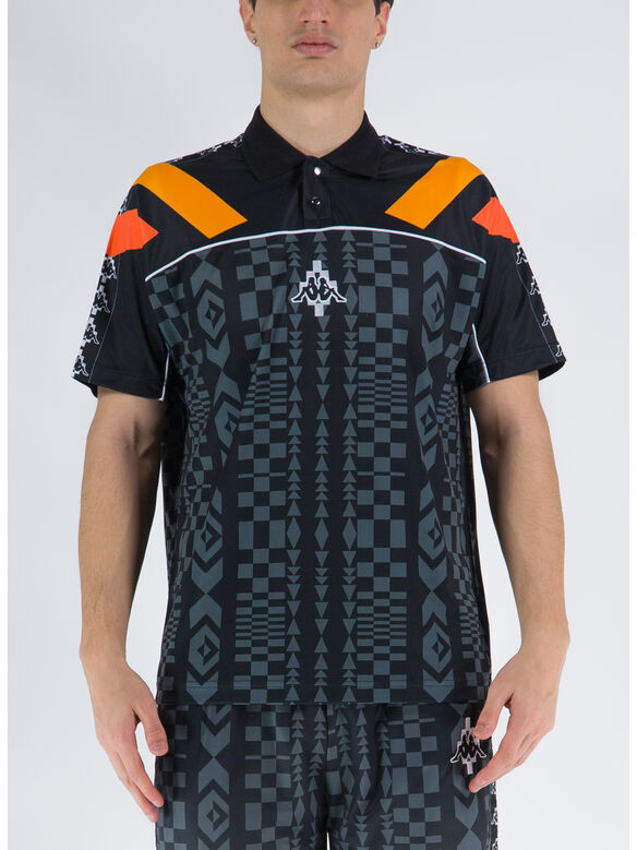 POLO AOP FOLK KAPPA, 1007 BLACK GREY, medium