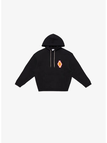 FELPA HOODIE MACRAME CROSS PATCH, 1023 BLACK DARK, small