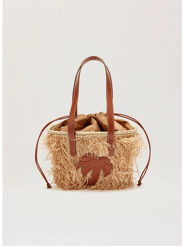 BORSA PALM RAFIA BASKET, 6160 BEIGE BROWN, large