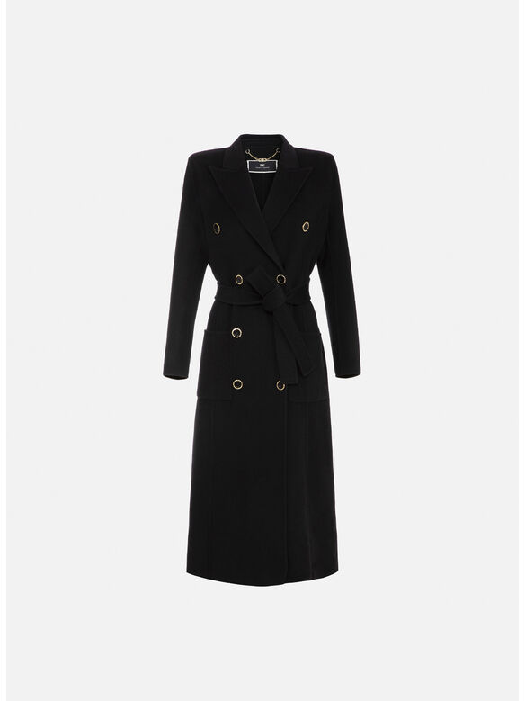CAPPOTTO IN PURA LANA TAGLIO DRITTO, 110 NERO, medium