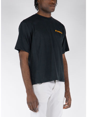 T-SHIRT GIROCOLLO CON STAMPA POSTERIORE, 110 BLACK, small