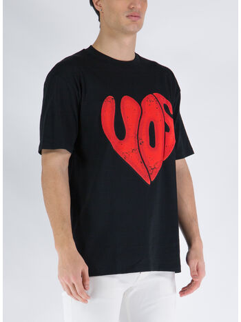 T-SHIRT WITH PUFFY VOS PRINT, BLACK, small
