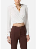 BLUSA IN GEORGETTE CON DETTAGLIO GIOIELLO, 360 AVORIO, thumb