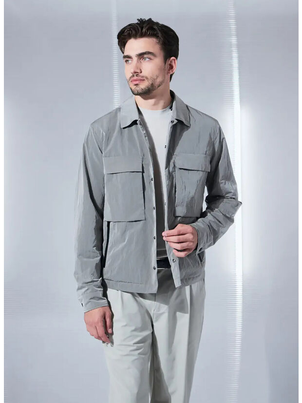 GIACCA CRINKLE TASCHE, GRIGIO, large