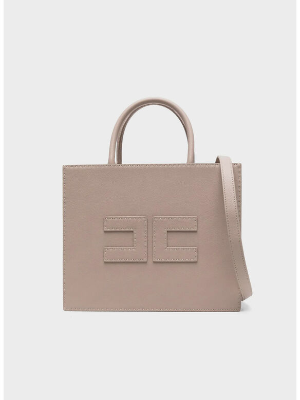 BORSA TOTE MEDIA CON IMPUNTURE A CONTRASTO, DC4 GREIGE, medium