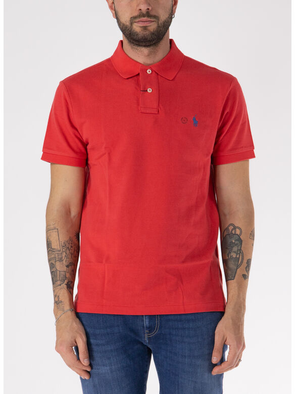 POLO A MANICHE CORTE CON LOGO RICAMATO, SPRING RED, medium
