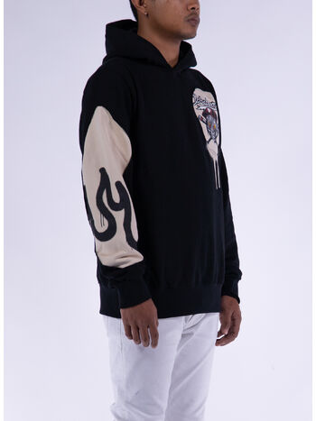 FELPA HOODIE CON STAMPA, NERO, small