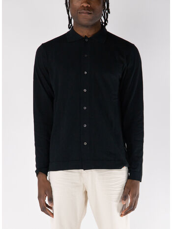 CAMICIA IN MAGLIA A MANICHE LUNGHE, 999 NERO, small