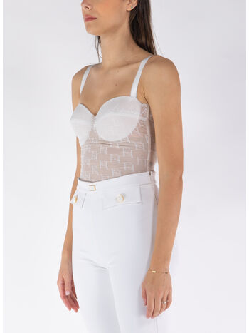 TOP BUSTIER IN TULLE CON LOGO, 360, small