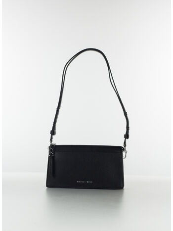 BORSA IN PELLE CON LOGO, 001 BLACK, small