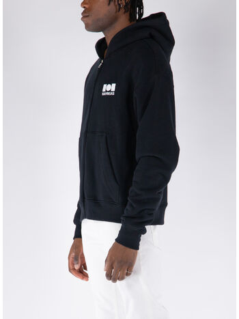 FELPA FULL ZIP CON LOGO, 001 BLACK, small