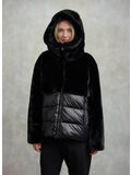 GIUBBOTTO IN NYLON CON PELLICCIA ECO FANEVIL, 390 JAVA MARRONE, thumb