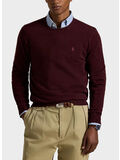 MAGLIONE GIROCOLLO IN LANA CON LOGO RICAMATO, AGED WINE HEATHER, thumb