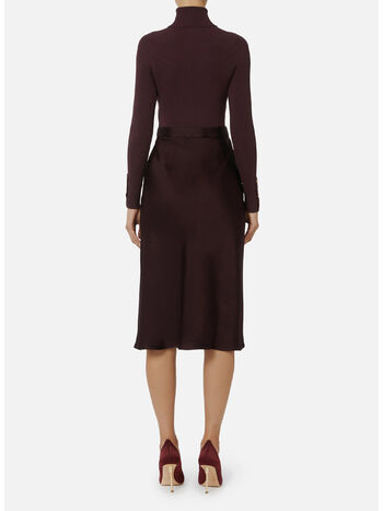 ABITO IN MAGLIA A COSTINE E RASO CON TASCHINO, EA4 MERLOT, small