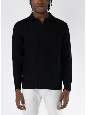 MAGLIONECON COLLETTO BUTTON DOWN, 990 NERO, small