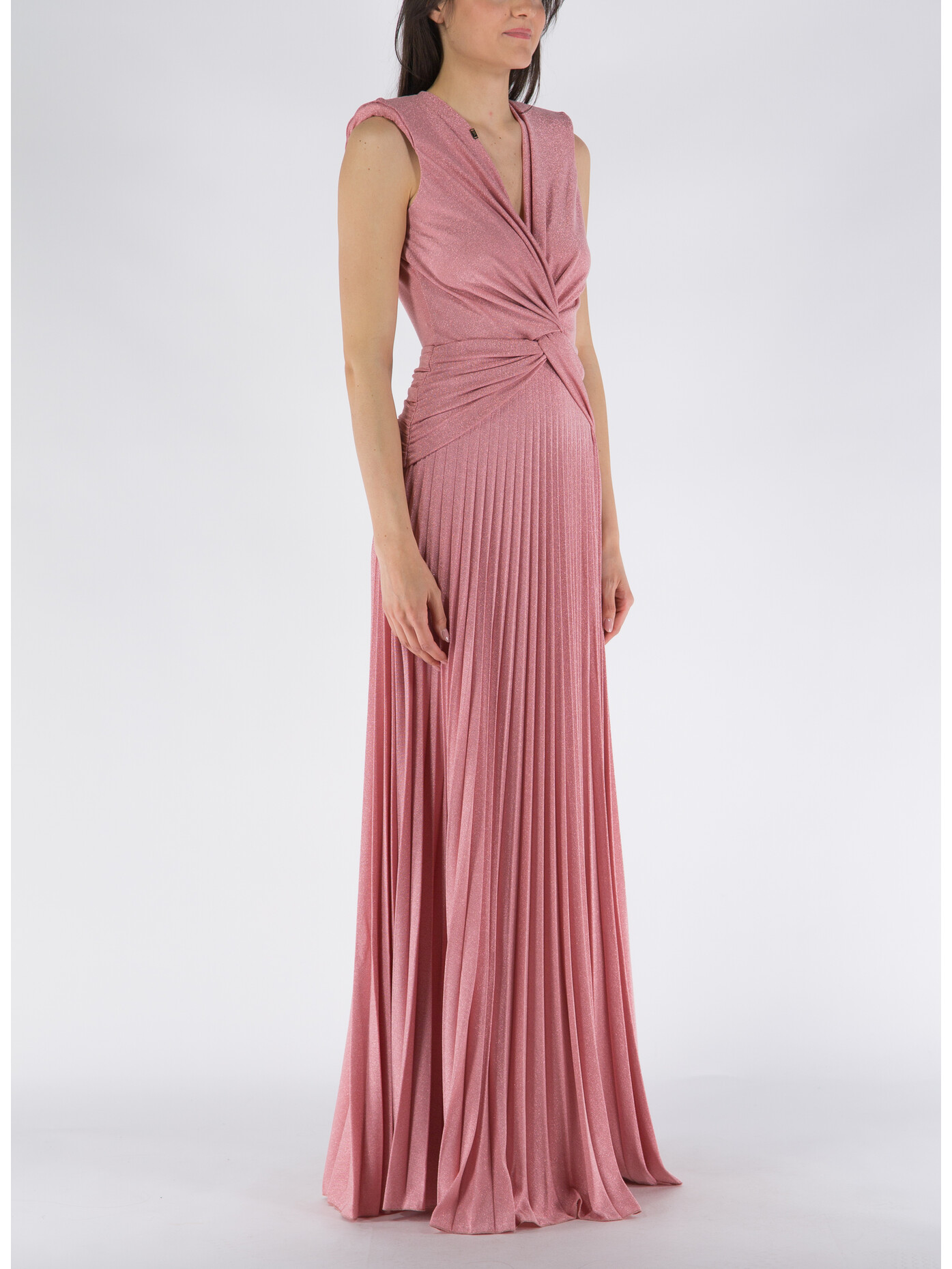 ELISABETTA FRANCHI ABITO RED CARPET CON DRAPPEGGIO IN LUREX