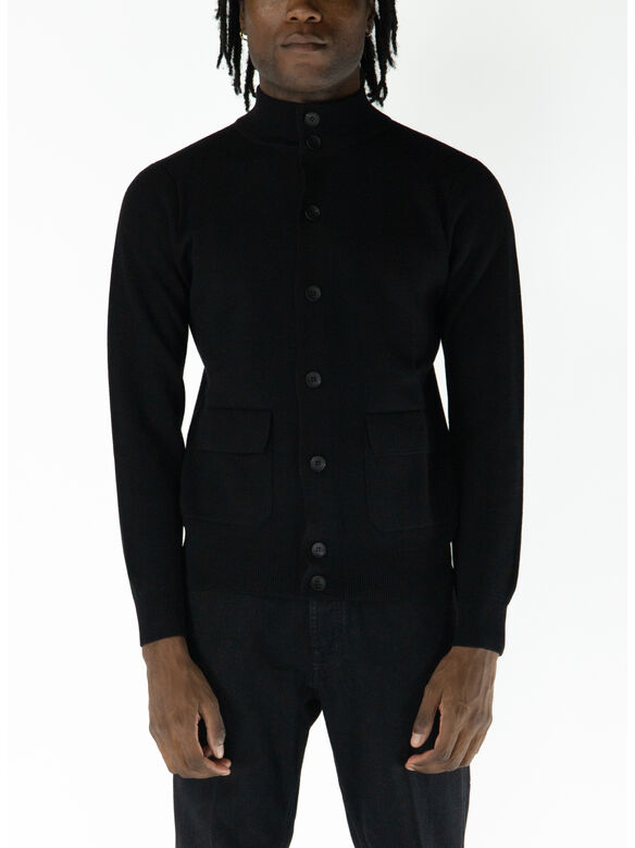 CARDIGAN CON CHIUSURA BOTTONI, 990 NERO, medium