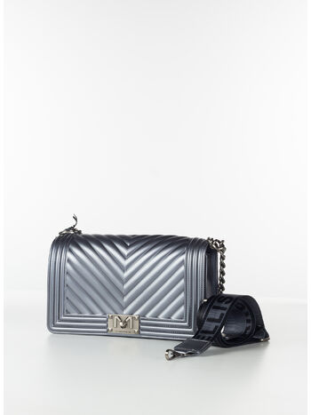 BORSA FLAT MANHATTAN, GUN METAL/BRUSH CDF, small