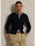 CARDIGAN A GIROCOLLO IN COTONE A TRECCE, HUNTER NAVY, thumb