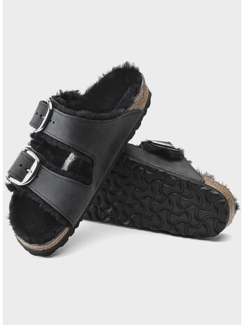 SANDALO ARIZONA BIG BUCKLE SHEARLING, BLACK, small