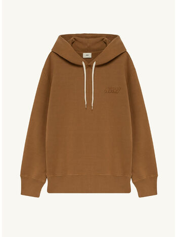 FELPA HOODIE E LOGO RICAMATO, M1HN HEAVY JERS WALNUT, small