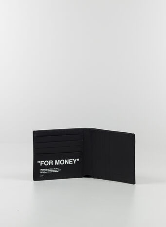PORTAFOGLI CALF SKIN QUOTE BIFOLD WALLET, 1001BLACKWHITE, small