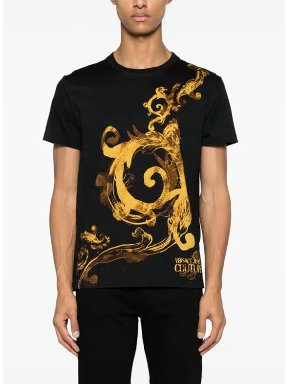 T-SHIRT PANEL BAROQUE, G89 BLACK/GOLD, medium