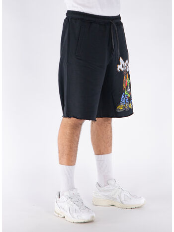 SHORTS CON STAMPA, NERO, small