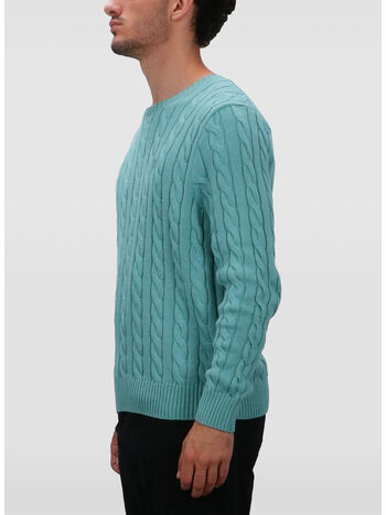 MAGLIONE GIROCOLLO TRECCIATO, DEEP SEAFOAM, small