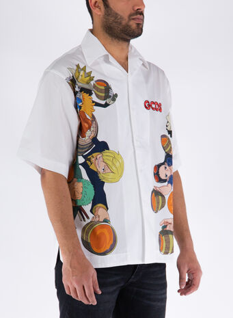 CAMICIA ONE PIECE STRAW HAT CREW BOWLING, 01WHITE, small