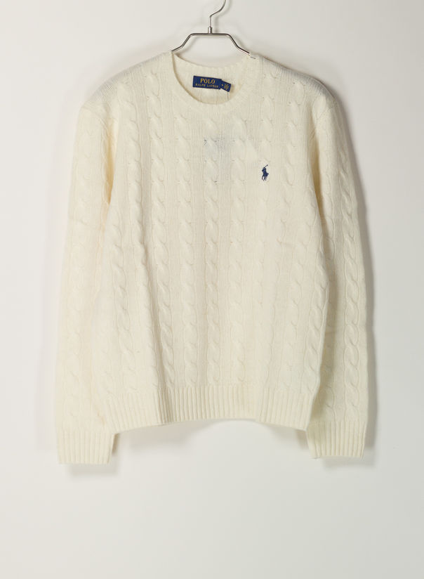 POLO RALPH LAUREN MAGLIONE IN LANA A TRECCE Beige | Selecteur