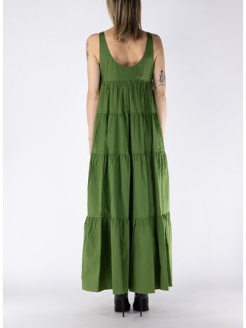 ABITO MIDI A BALZE IN COTONE STRETCH, 340 EVERGREEN, small
