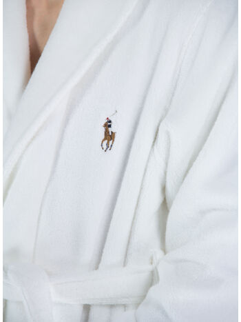ACCAPPATOIO IN COTONE CON CAPPUCCIO, WHITE, small