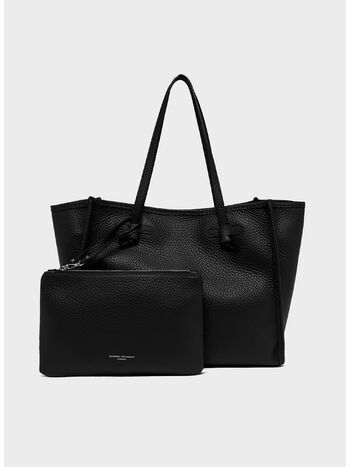BORSA TOTE IN PELLE, 001 NERO, small