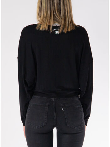 T-SHIRT IN JERSEY CRÊPE CON PIERCING, 110 NERO, small