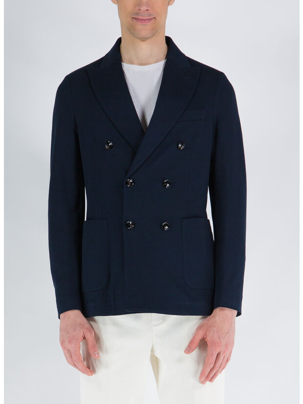 GIACCA PIQUET FILO DI SCOZIA DOPPIOPETTO, 447 BLU NAVY, large